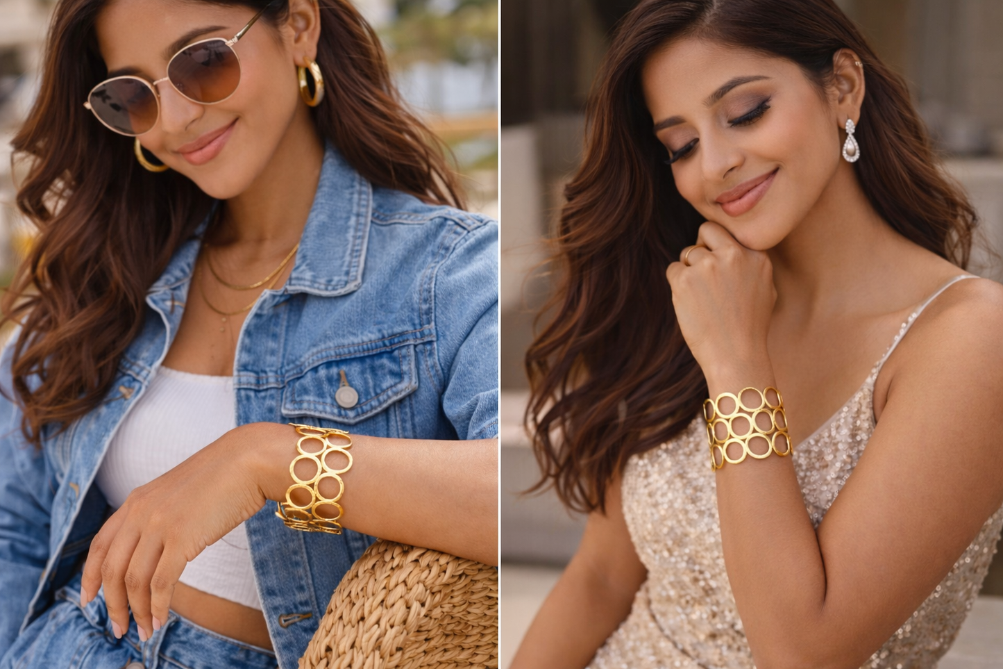 Minimal Gold Cuff Bracelet for Women | Elegant Statement Jewellery for Office , party and holiday mood