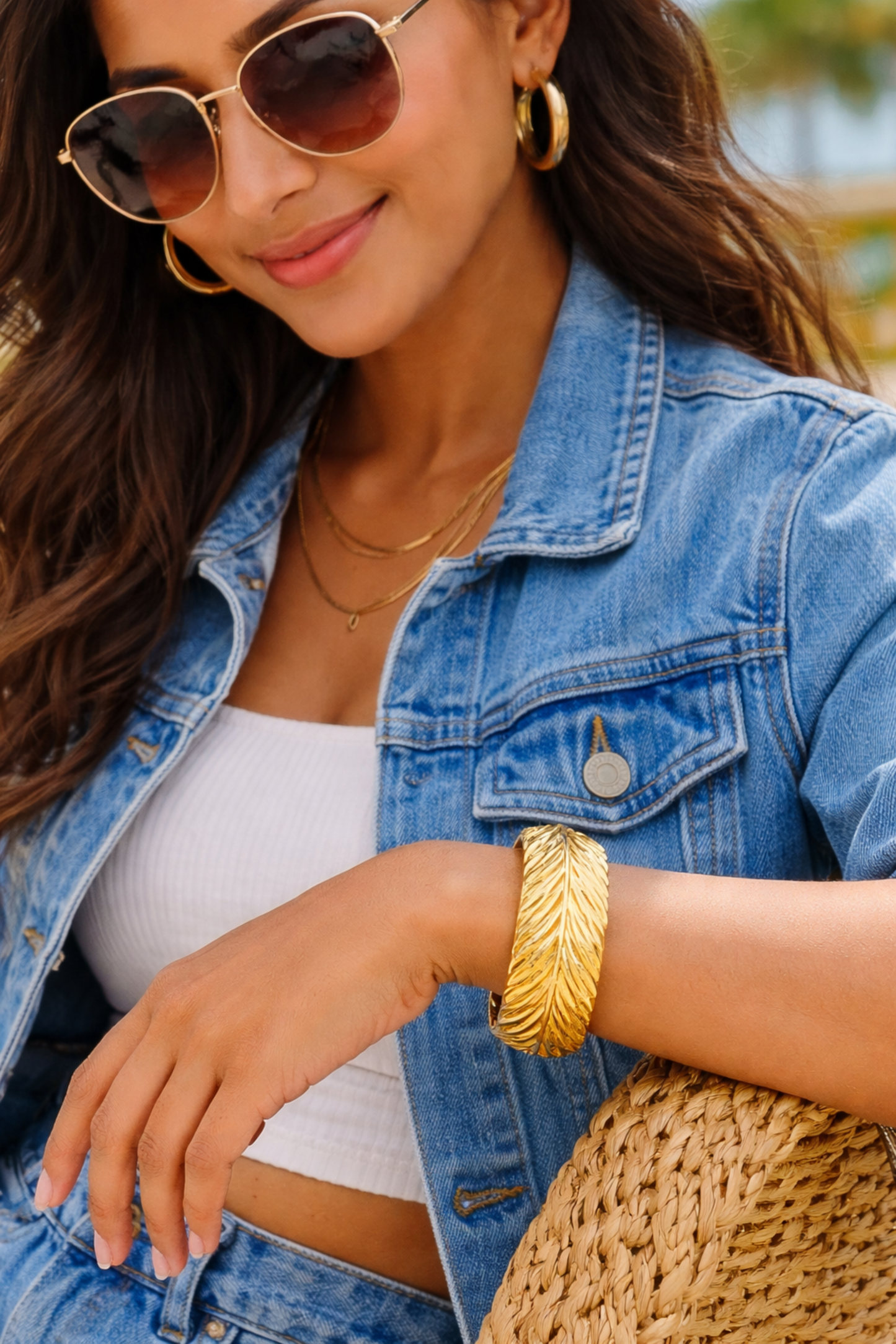 Golden Leaf Cuff Bracelet
