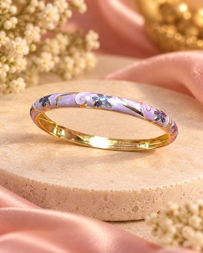 Multicolour Floral Enamel Bangle for Women – Aqua Pink,purple and  green-golden Tone Design