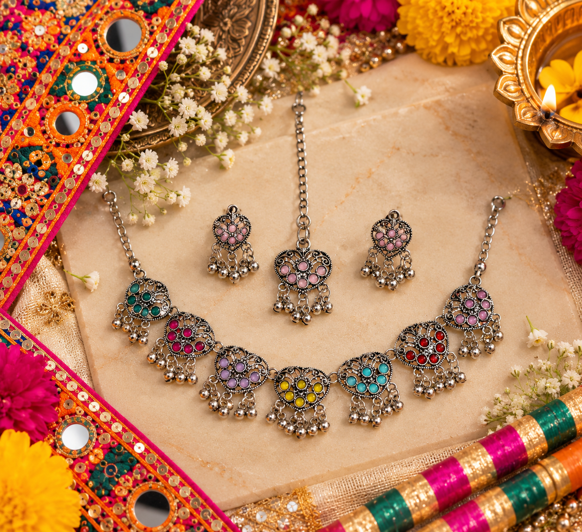 Multicolor choker necklace