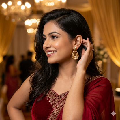 golden hoops, anti tarnish, light weight, office ready, festive ready
