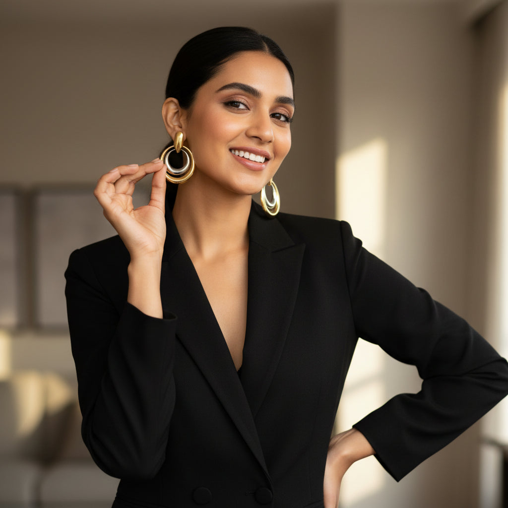 golden hoops light weight office and party wear