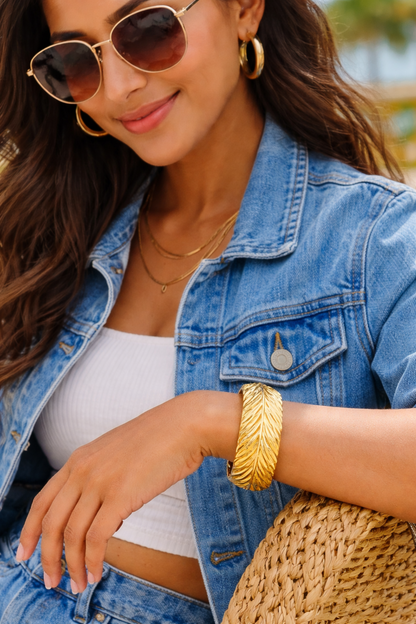 Golden Leaf Cuff Bracelet