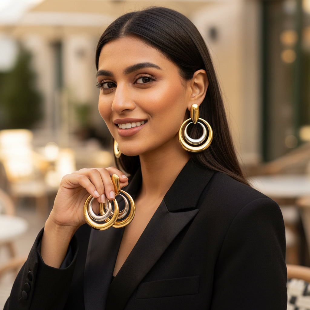 golden hoops light weight office and party wear