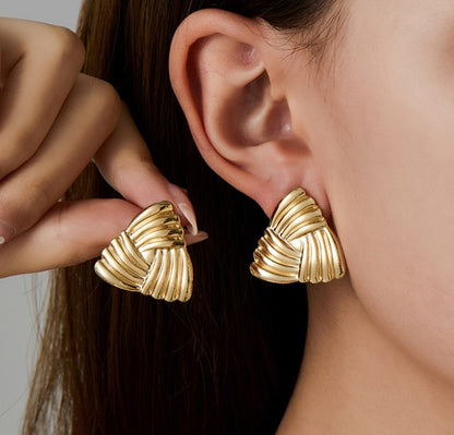 golden office wear anti tarnish stud minimal look