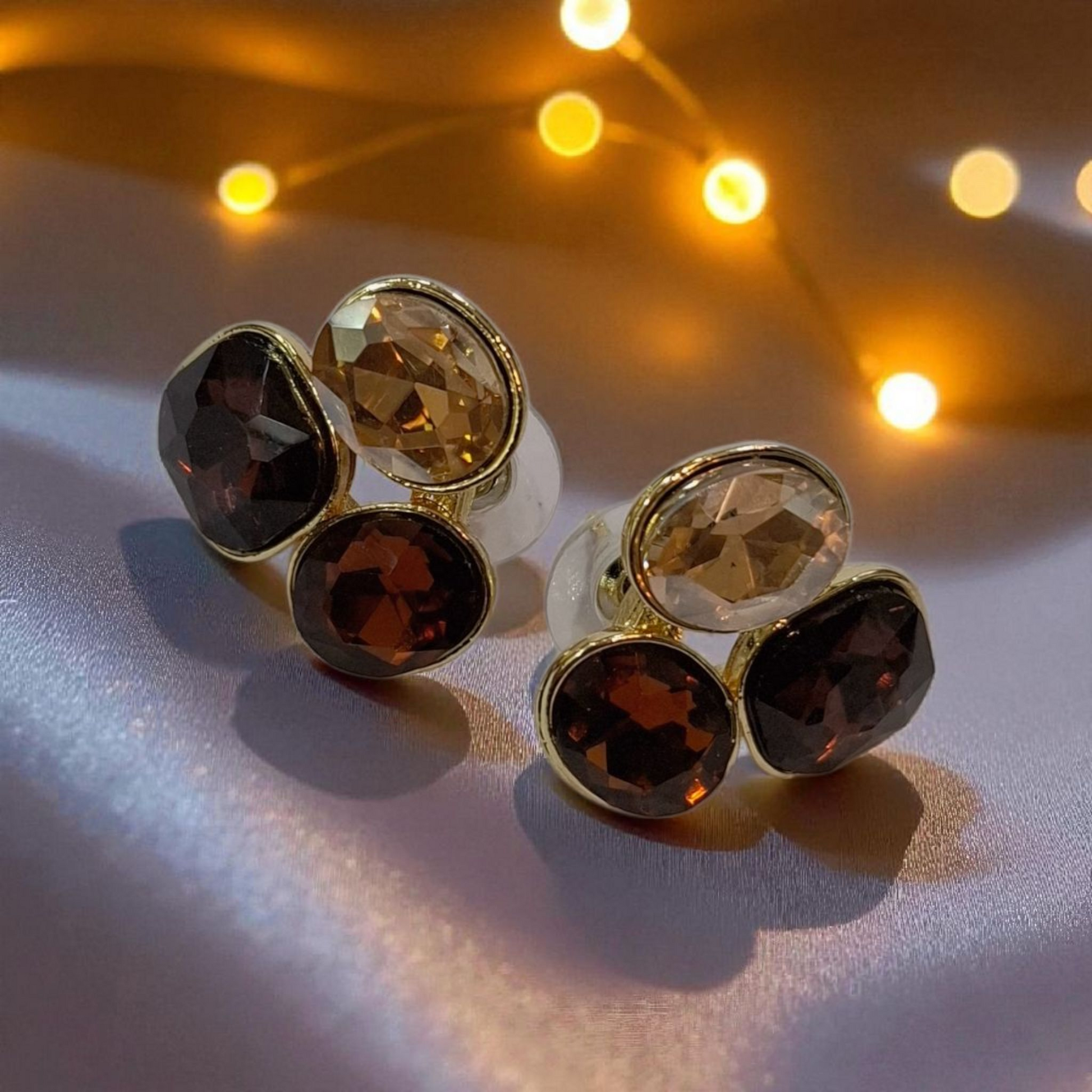 light weight anti tarnish golden stones studs diamond finish