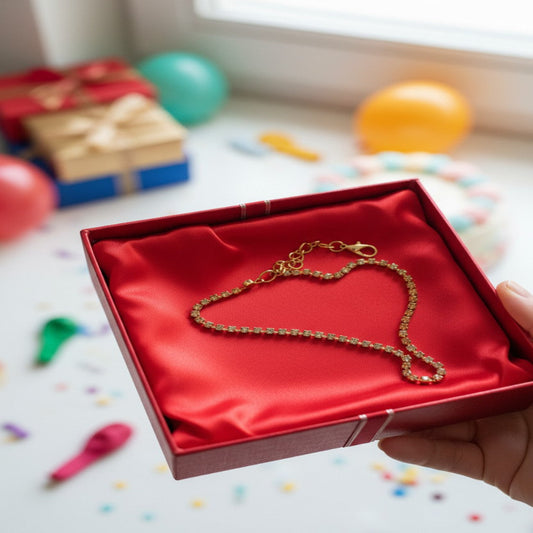 golden light weight chain bracelet with stones